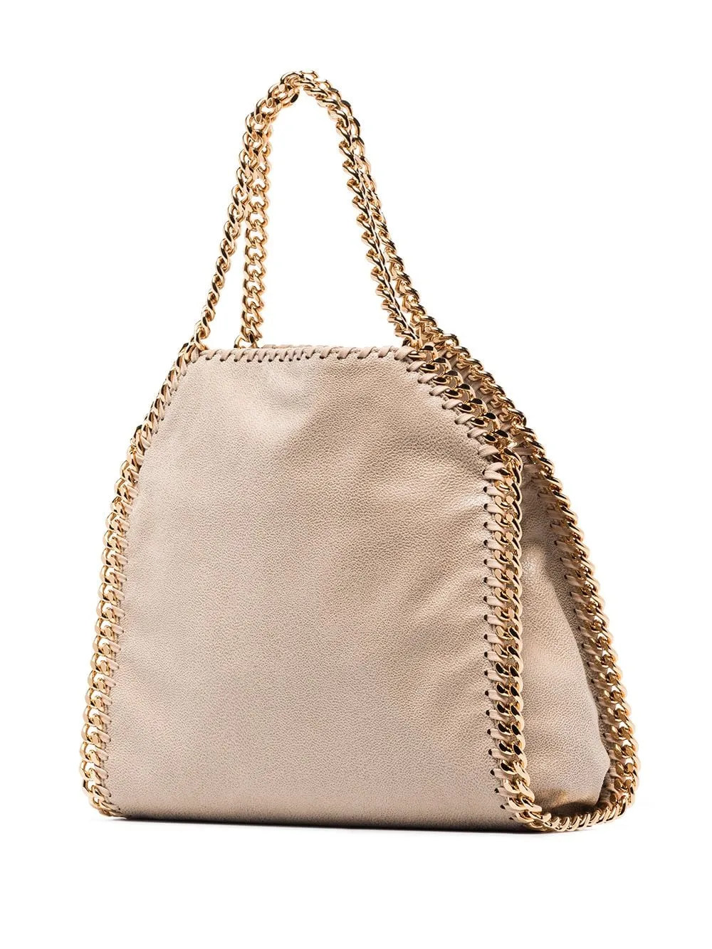 STELLA MCCARTNEY Mini Falabella Tote Handbag in Butter-Cream Beige with Chain Detail and Eco-Conscious Design