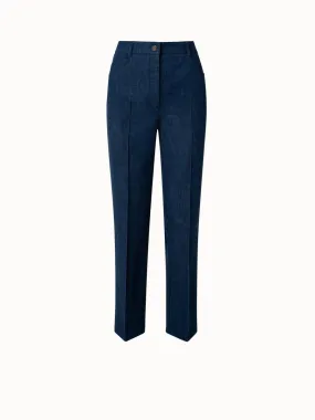 Stretch Denim Cropped Straight Leg Pants