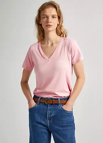 Stretch Jersey V-Neck T-Shirt by Pepe Jeans | Look Again