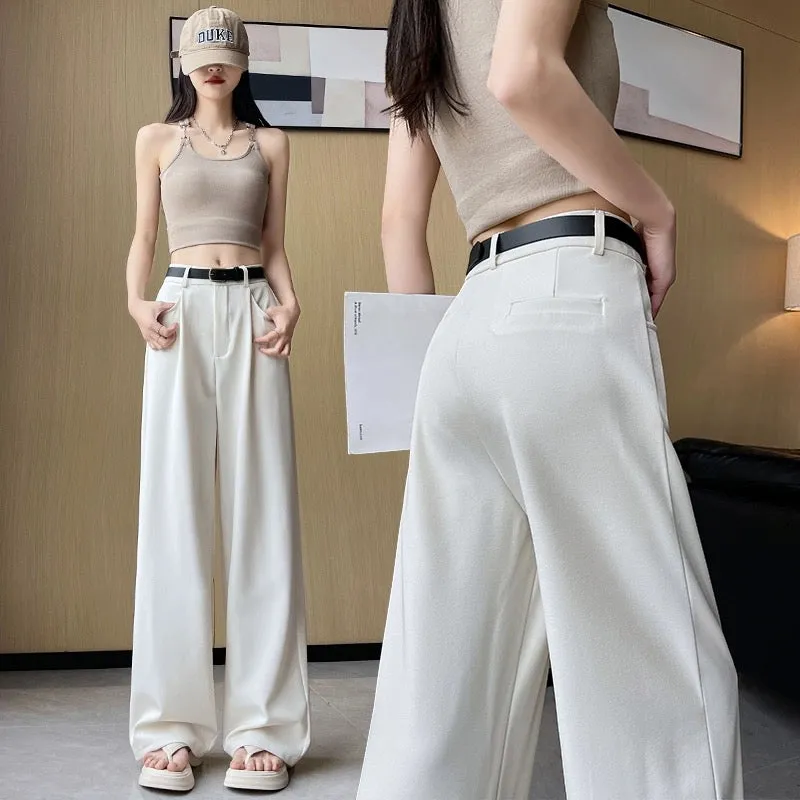 Suit wide-leg pants for women summer 2024 new style small high-waist slim loose casual casual drape straight floor-length moppin