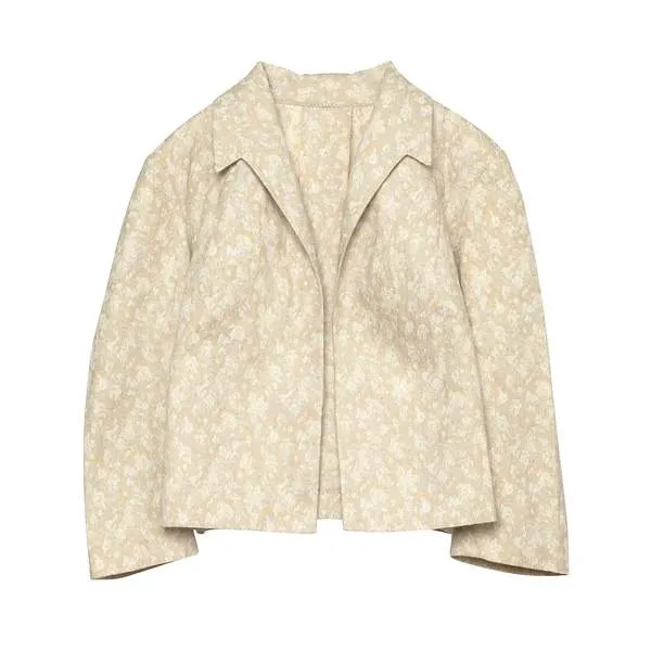 Sundazed (Italy) Floral Damask Weave T Lapel Blouson Jacket Ivory : L