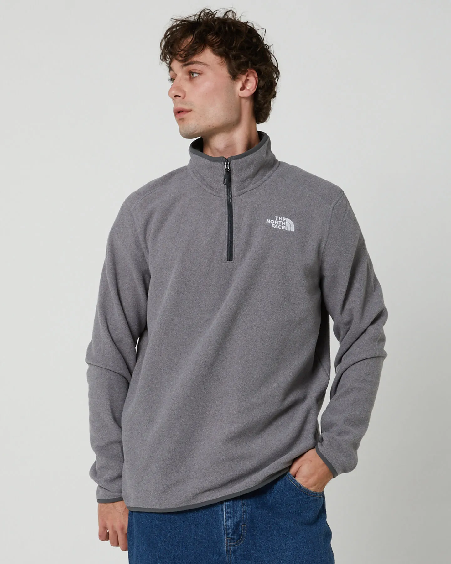 The North Face Men's 100 Glacier 1/4 Zip Fleece - Tnf Medium Grey Heather | SurfStitch