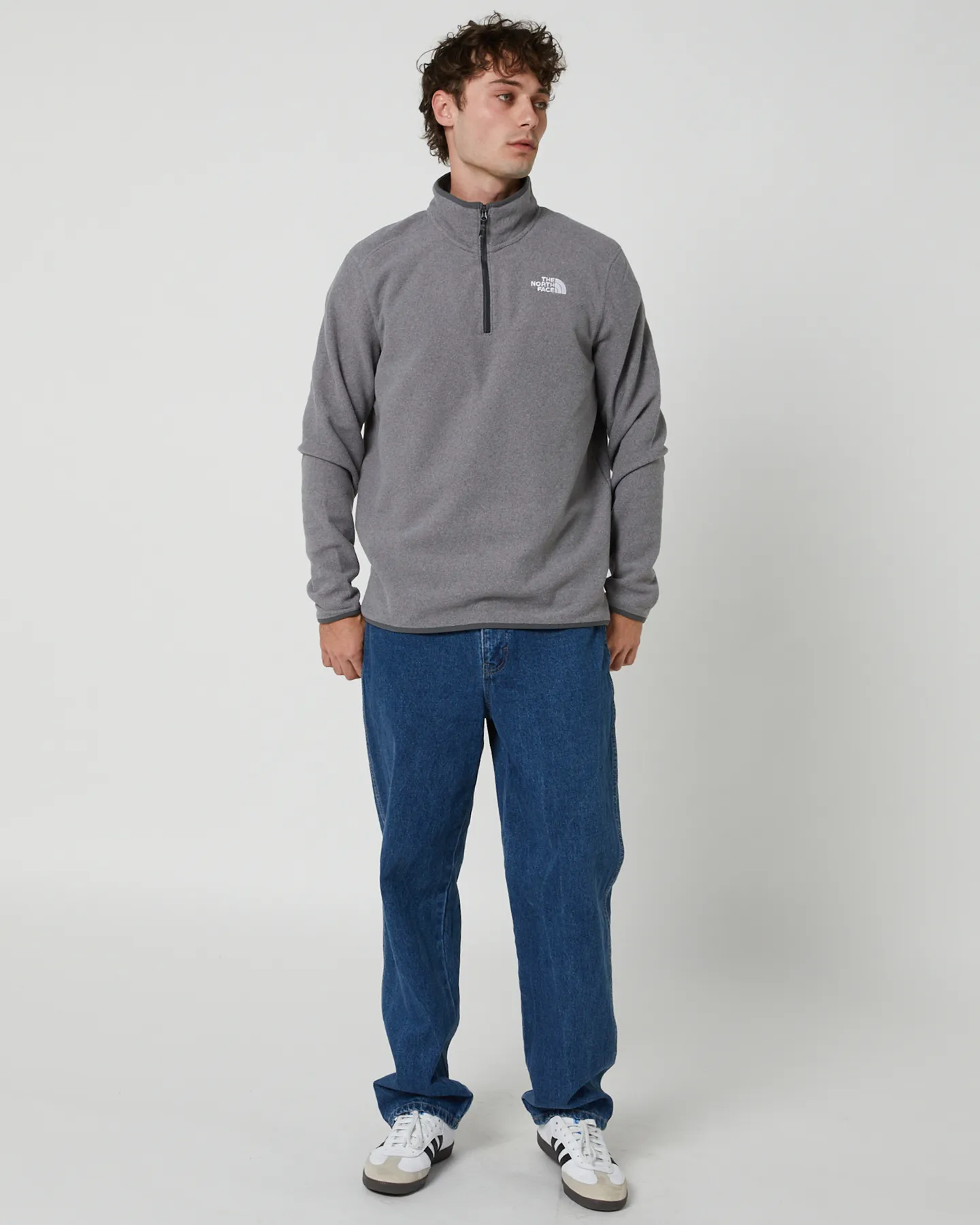 The North Face Men's 100 Glacier 1/4 Zip Fleece - Tnf Medium Grey Heather | SurfStitch