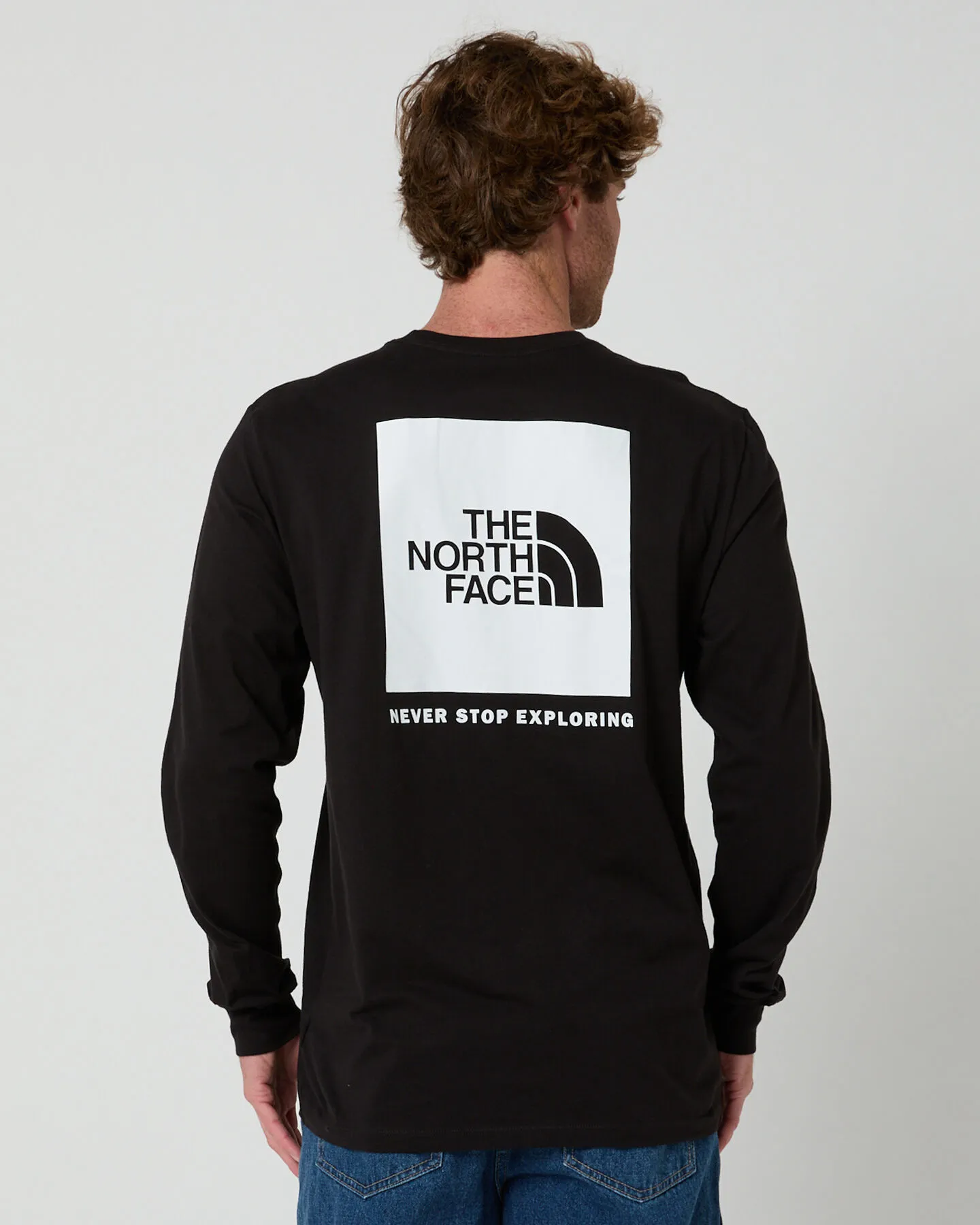 The North Face Mens Long-Sleeve Box Nse Tee - Tnf Black/Tnf White | SurfStitch