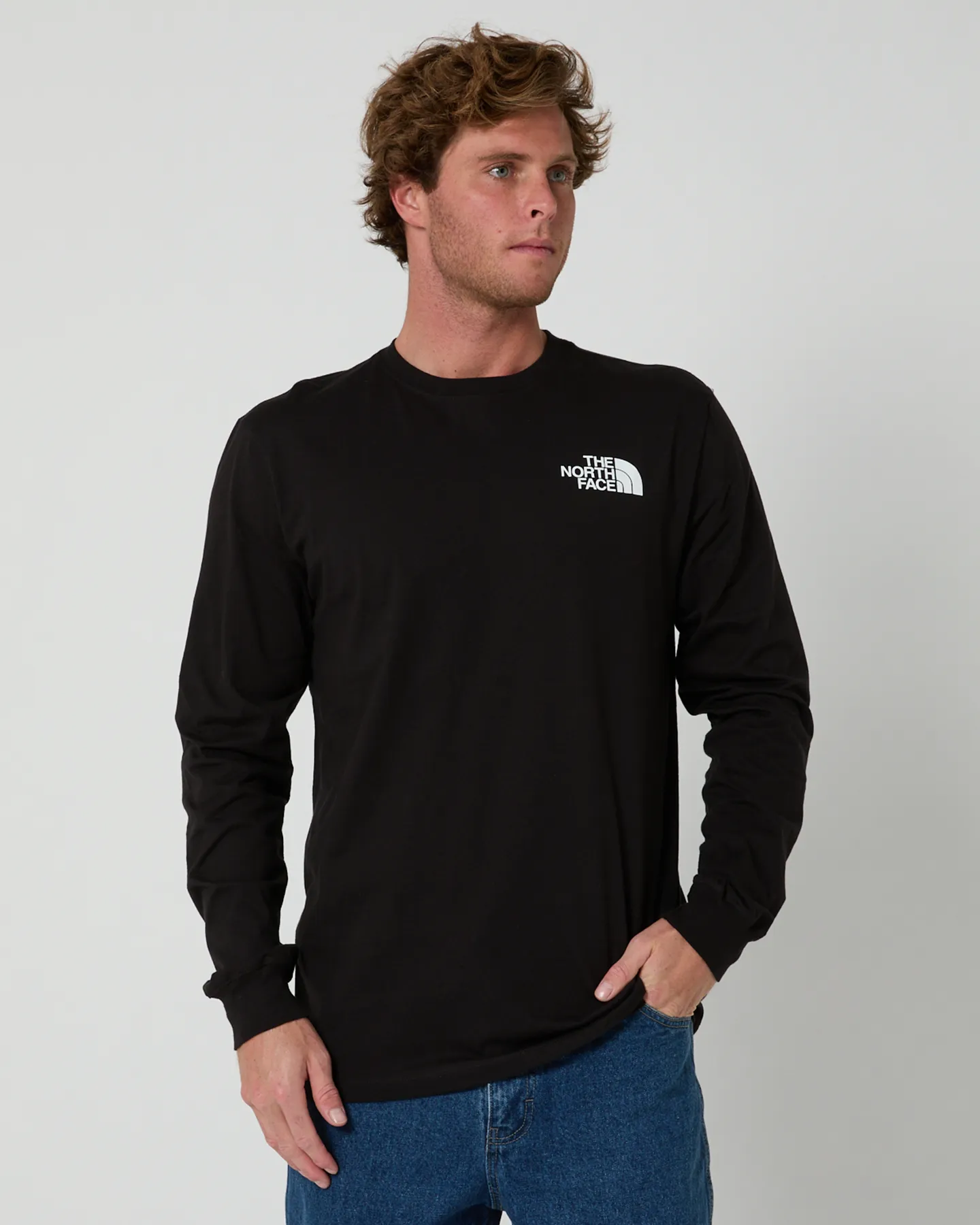 The North Face Mens Long-Sleeve Box Nse Tee - Tnf Black/Tnf White | SurfStitch