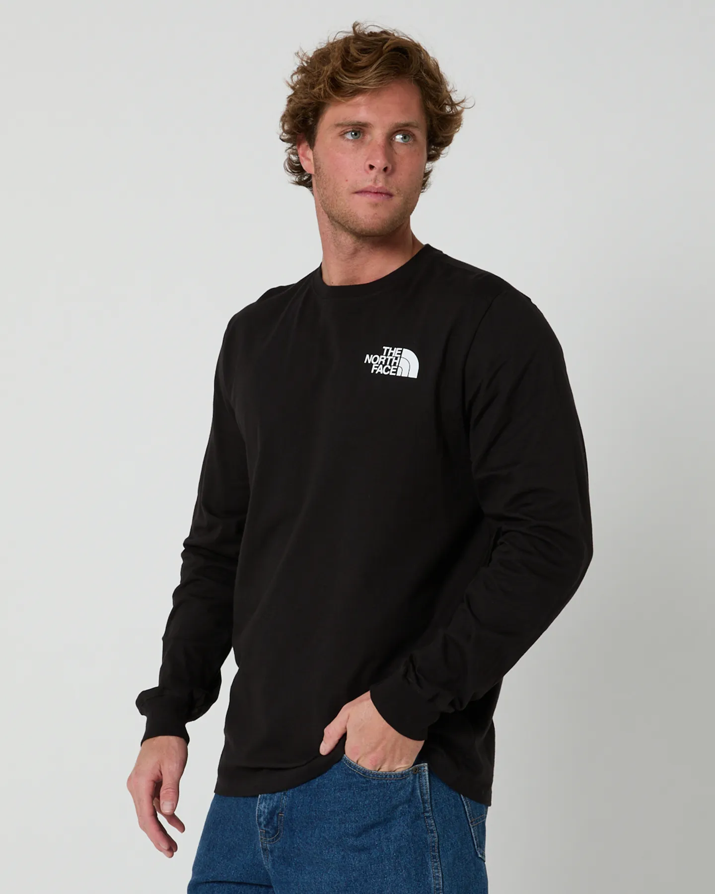 The North Face Mens Long-Sleeve Box Nse Tee - Tnf Black/Tnf White | SurfStitch