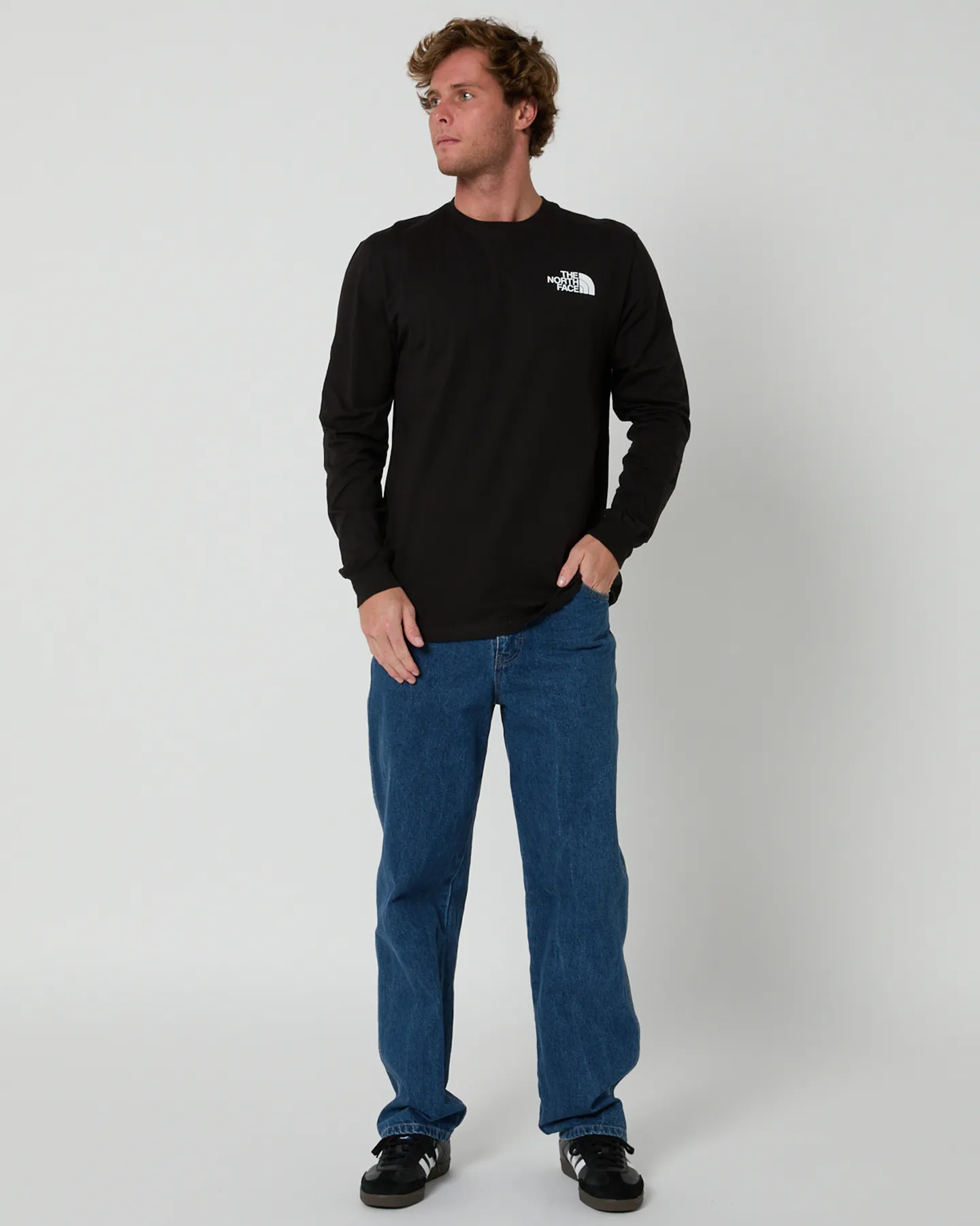 The North Face Mens Long-Sleeve Box Nse Tee - Tnf Black/Tnf White | SurfStitch