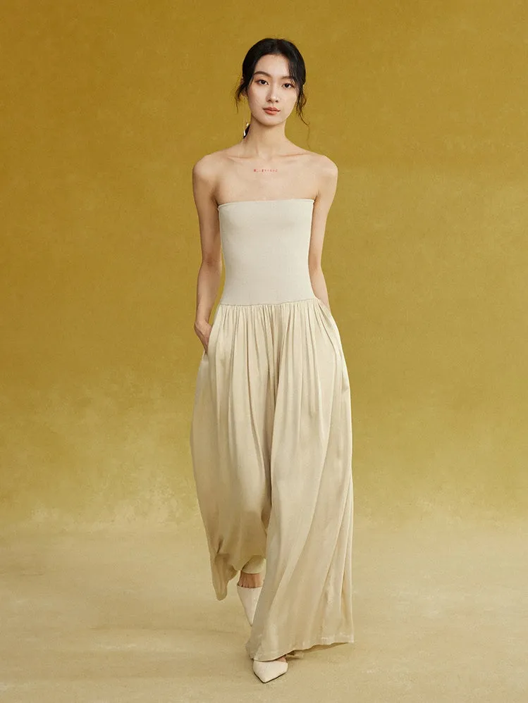 Tight Bare Top Wide Leg Pants