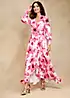 Together Pink Floral Print Jersey Wrap Maxi Dress