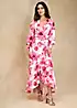 Together Pink Floral Print Jersey Wrap Maxi Dress