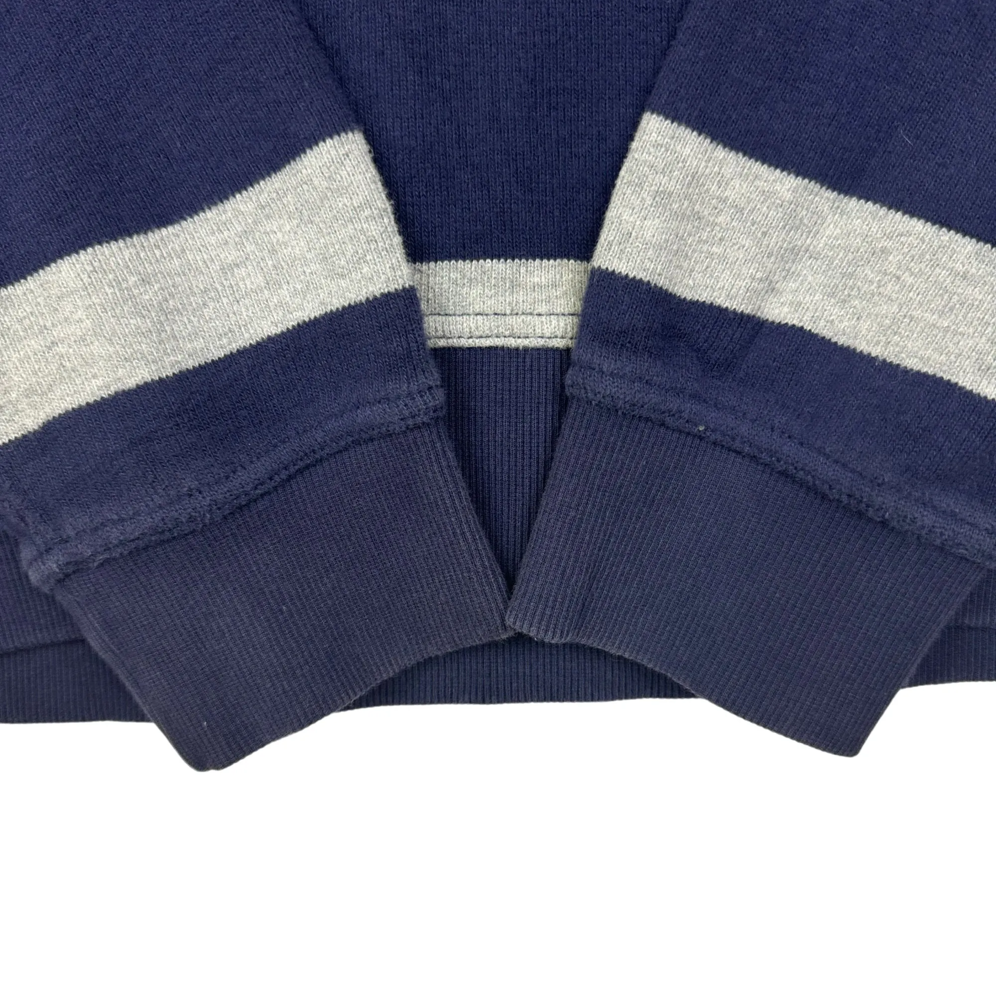 Tommy Hilfiger Striped Pullover Quarter Button Sweatshirt Blue Grey