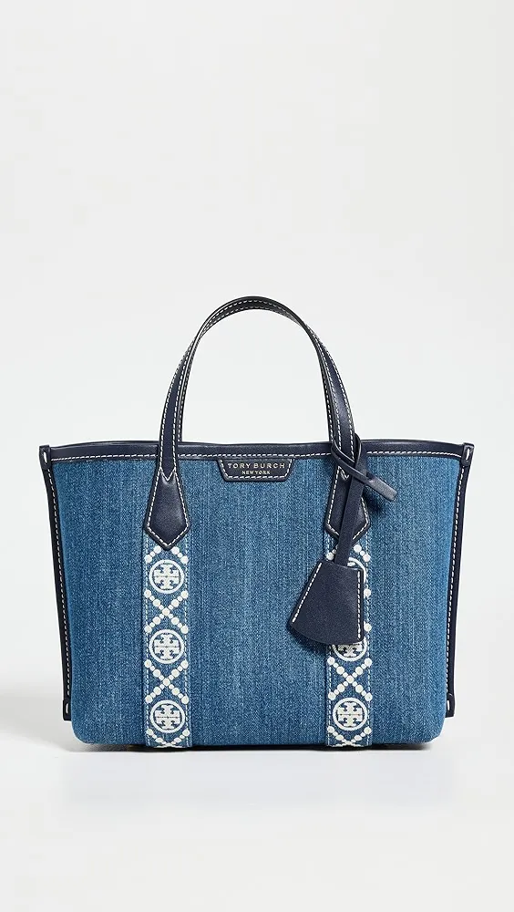 Tory Burch   Perry Denim Triple Compartment Small Tote 