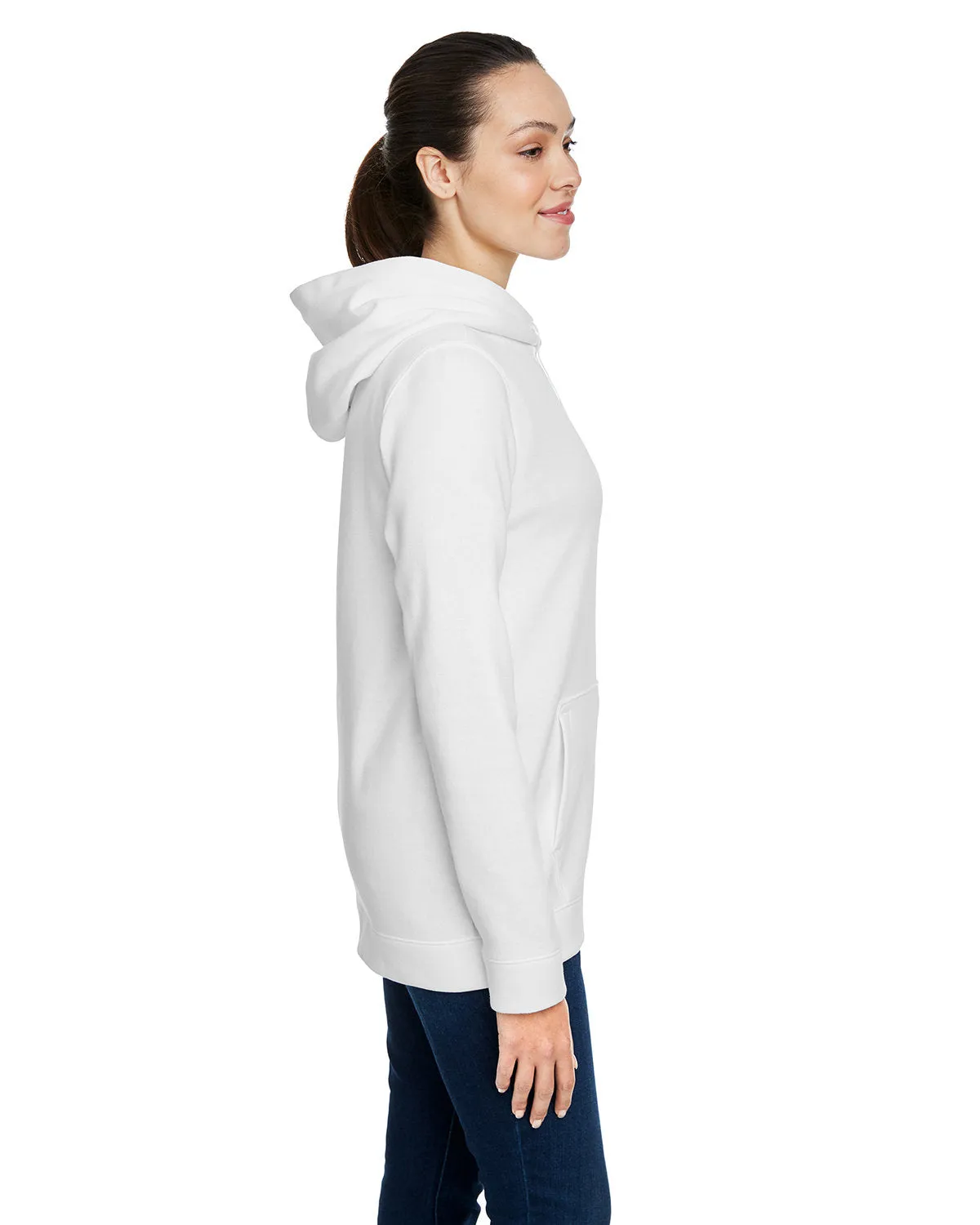 Under Armour Ladies Hustle Pullover Branded Hooded Sweatshirts, White