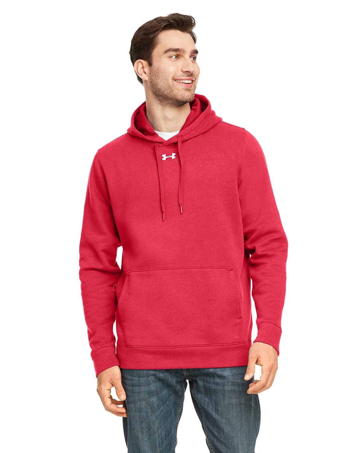 Under Armour Men's Hustle Pullover Hooded Sweatshirt 1300123 RED/ WHITE 600