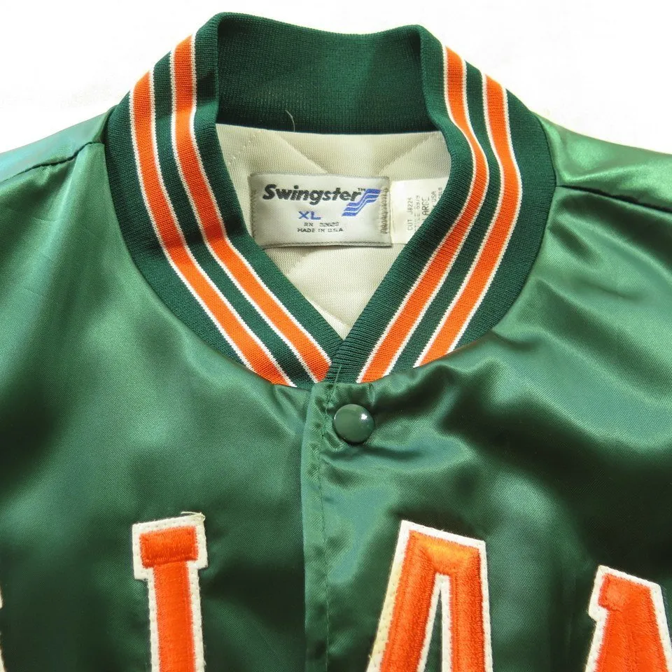 Vintage 80s Miami Hurricanes Jacket Mens XL Deadstock Satin University Football