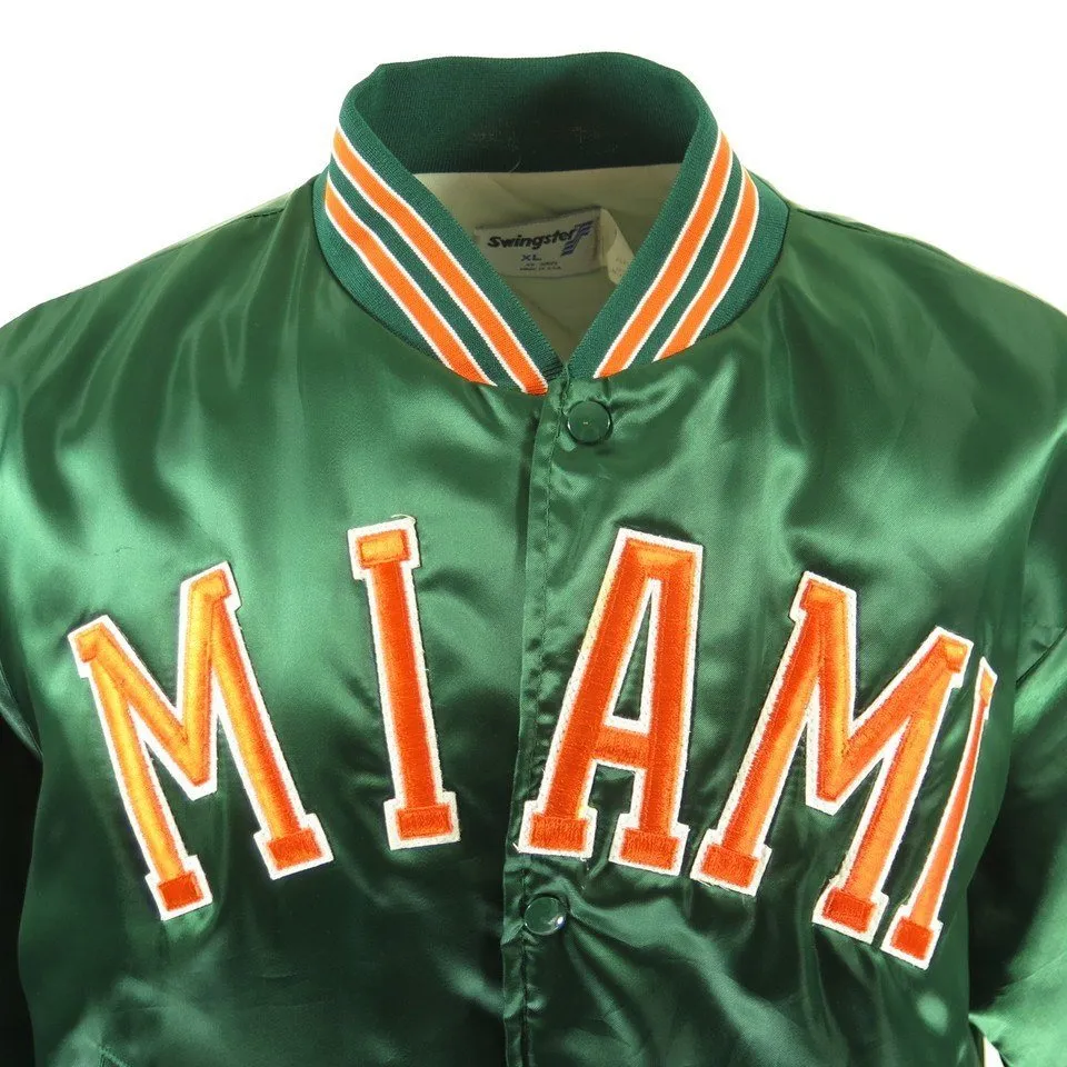 Vintage 80s Miami Hurricanes Jacket Mens XL Deadstock Satin University Football