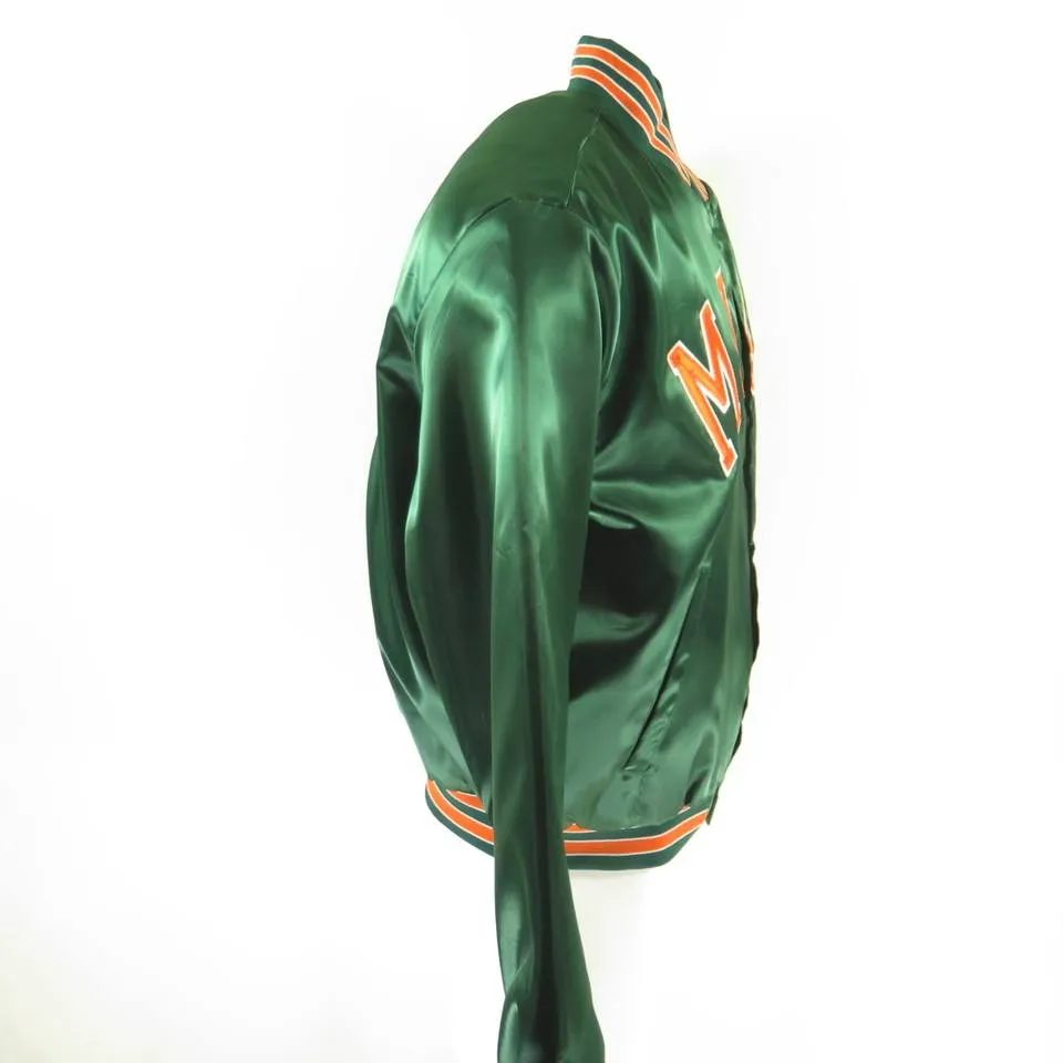 Vintage 80s Miami Hurricanes Jacket Mens XL Deadstock Satin University Football