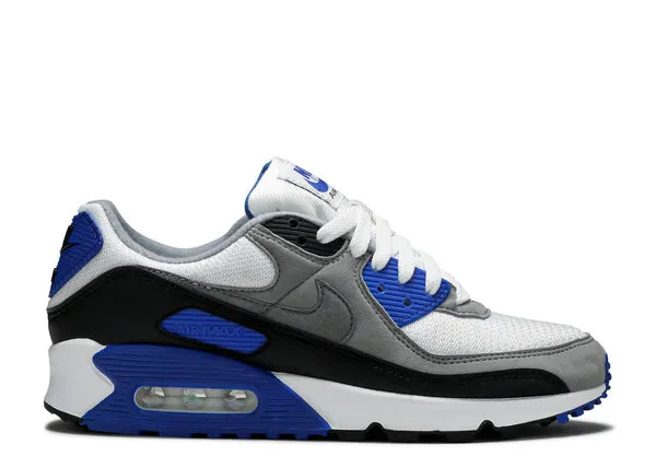 WMNS NIKE AIR MAX 90 WHITE/PARTICLE GREY-HYPER ROYAL-BLACK