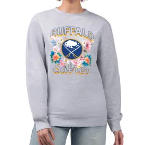 Women's Buffalo Sabres G-III 4Her by Carl Banks Heather Gray Flower Logo Pullover Sweatshirt