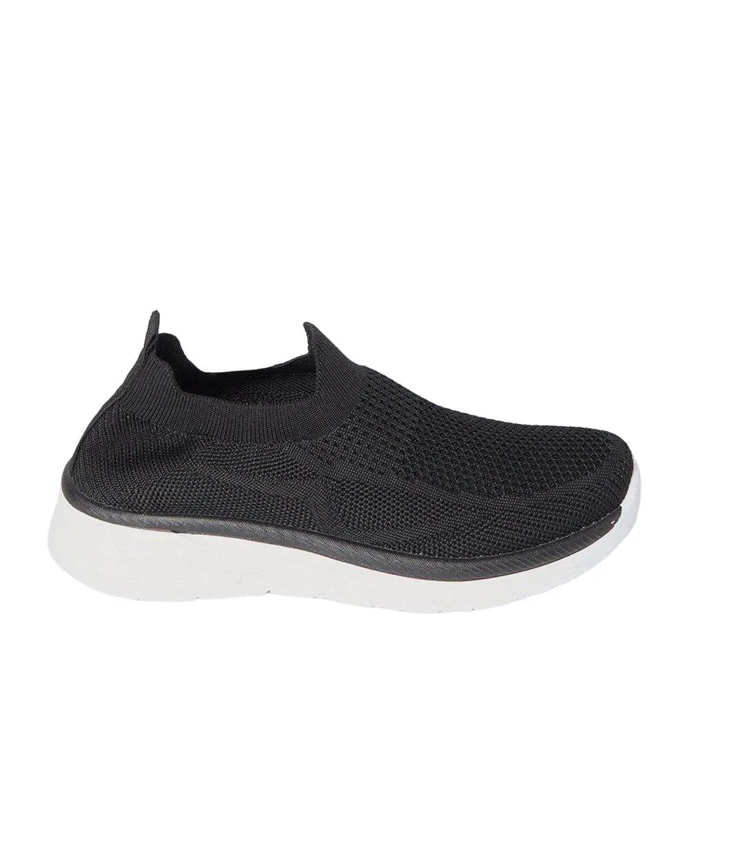 Womens/ladies annabel knitted slip-on trainers black Good For The Sole