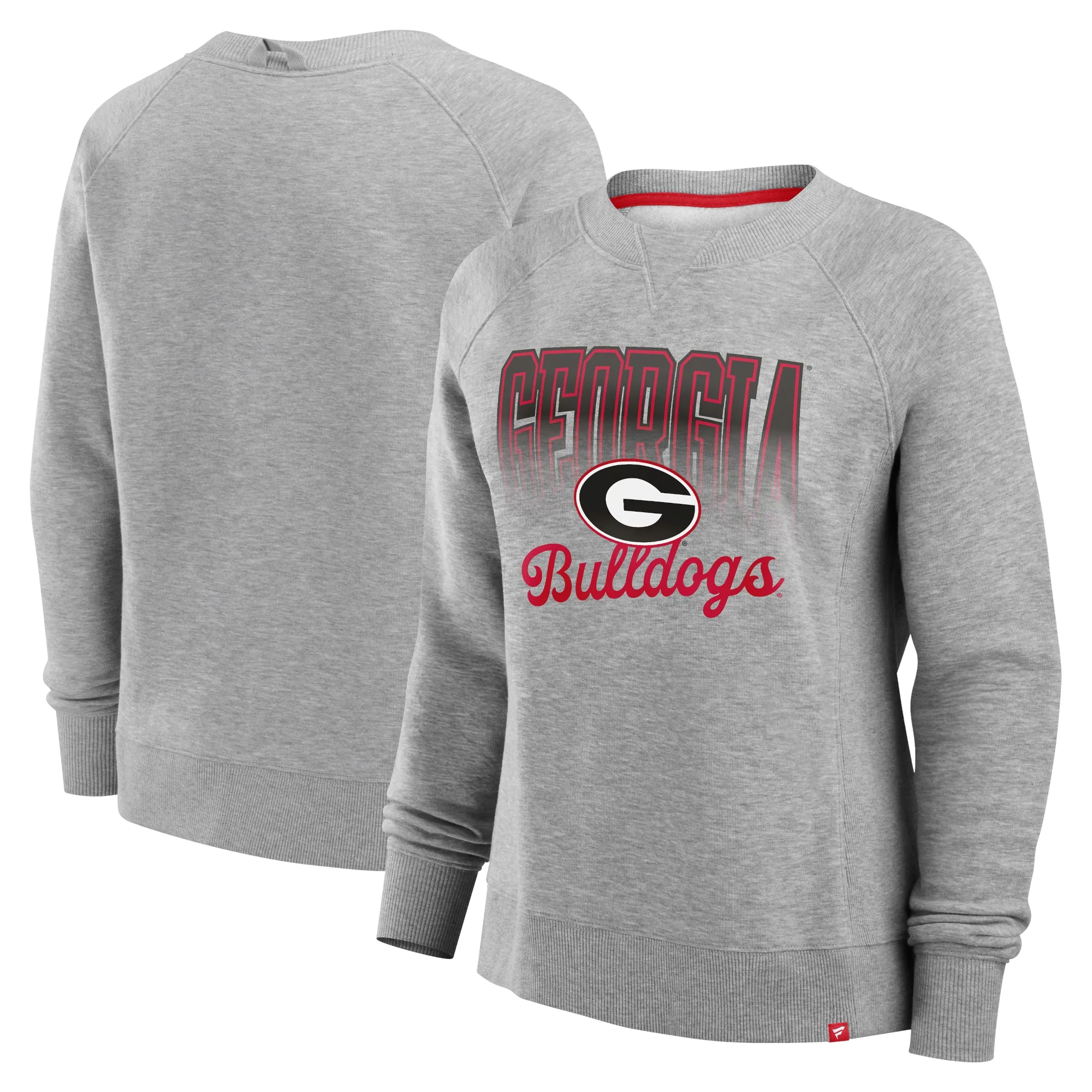 Women's Fanatics Heather Gray Georgia Bulldogs Training Camp Hit Hard Fleece Pullover Sweatshirt