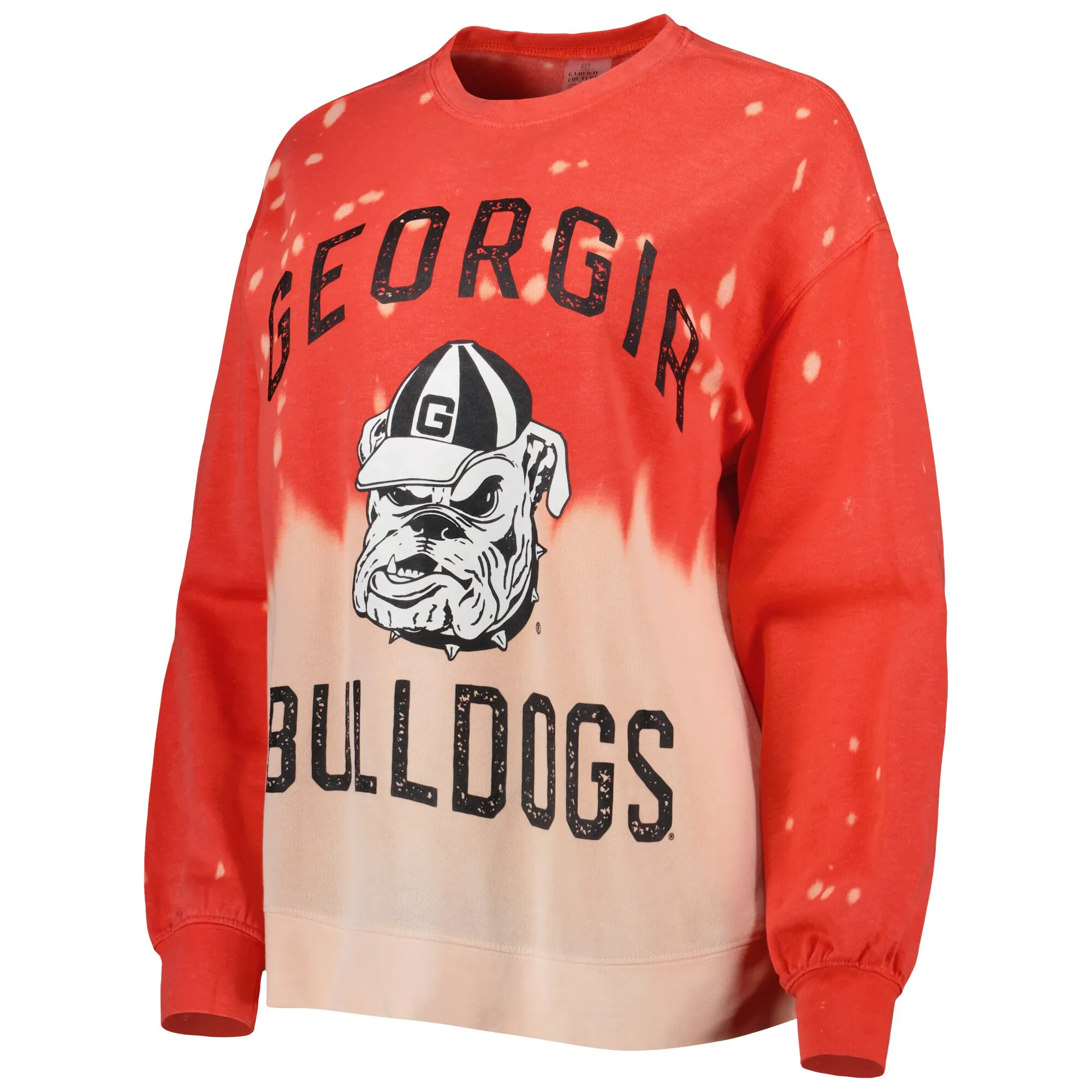 Women's Gameday Couture Red Georgia Bulldogs Twice As Nice Faded Dip-Dye Pullover Long Sleeve Top