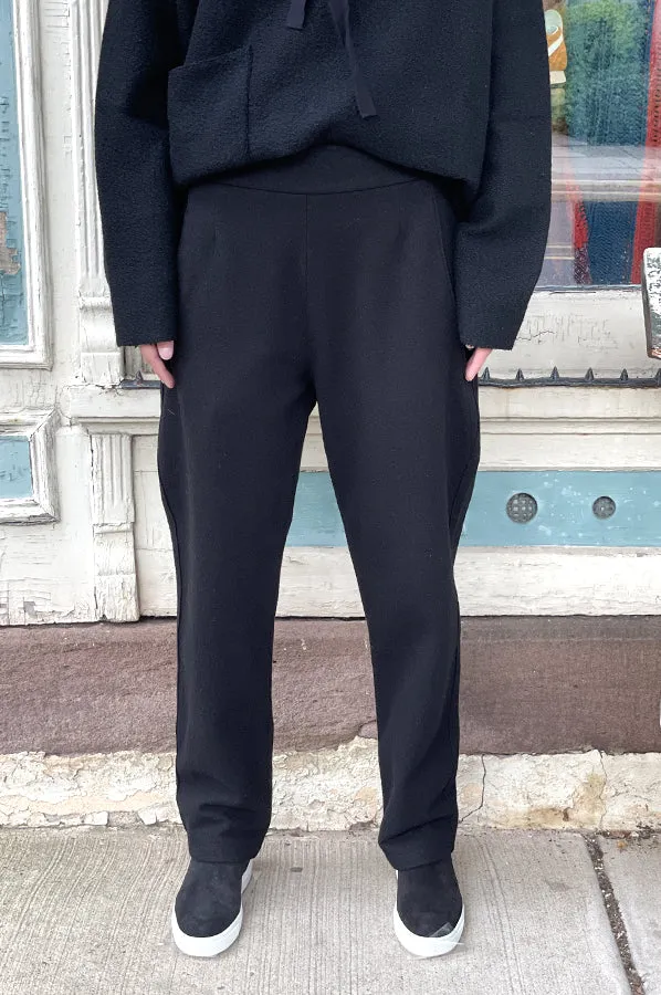 Wool Straight Leg Pants - Black