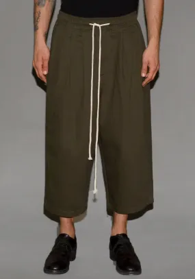 YUIKI SHIMOJI UNISEX CROPPED WIDE PANTS KHAKI