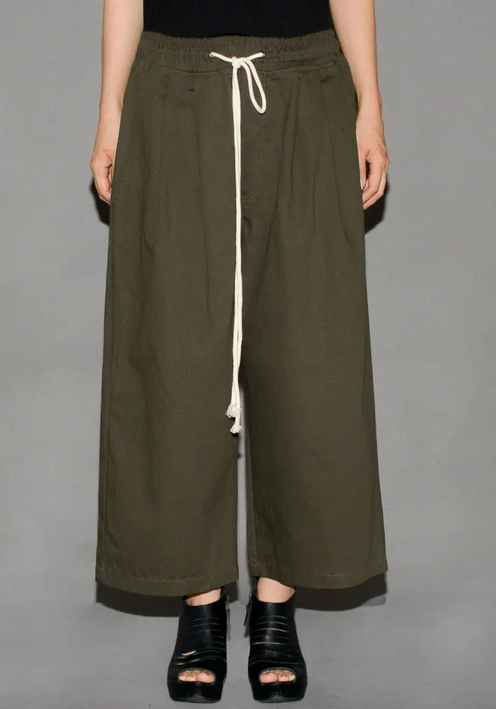 YUIKI SHIMOJI UNISEX CROPPED WIDE PANTS KHAKI